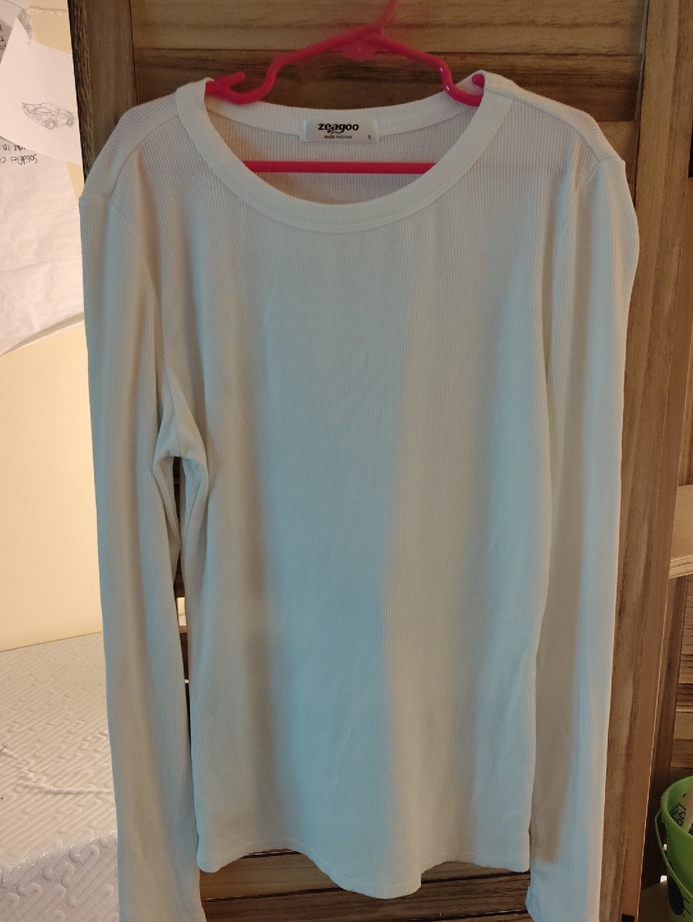 zeagoo Ivory Ribbed Long Sleeve Thermal Top